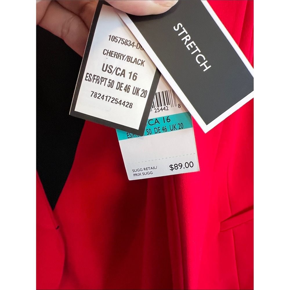 Nine West Red Black corpgore officewear Skirt Suit Set Blazer Dress Size 16 NWT - Picture 6 of 13